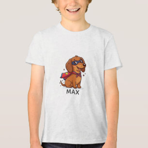 Camiseta Triblenda Cachorro Súper Héroe Lindo Nombre Personalizado Ha