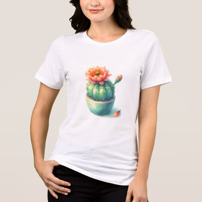 Camiseta Triblenda Cactus Art Tee en Blooming - Éxito Floral vibrante (Anverso)