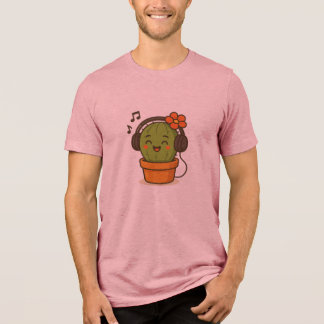 Camiseta Triblenda Cactus divertido y lindo cantando con auriculares