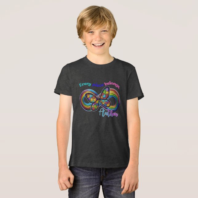 Camiseta Triblenda Cada pieza brilla - Autismo mariposa tee (Anverso Completo)