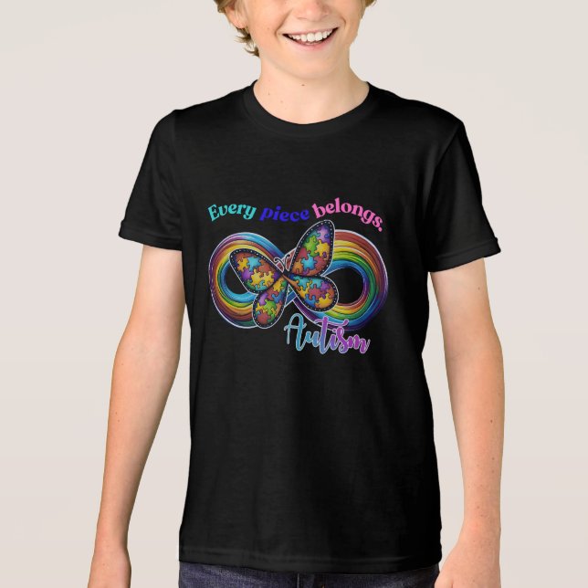 Camiseta Triblenda Cada pieza brilla - Autismo mariposa tee (Anverso)