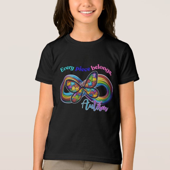 Camiseta Triblenda Cada pieza brilla - Autismo mariposa tee (Anverso)