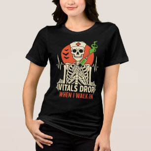 Camiseta Triblenda Caen Vitales Cuando Camino En La Enfermera Hallowe