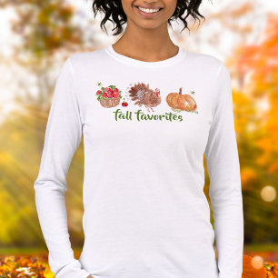 Camiseta Triblenda Caer Favoritos Acuarela Manzanas Calabaza Turquía