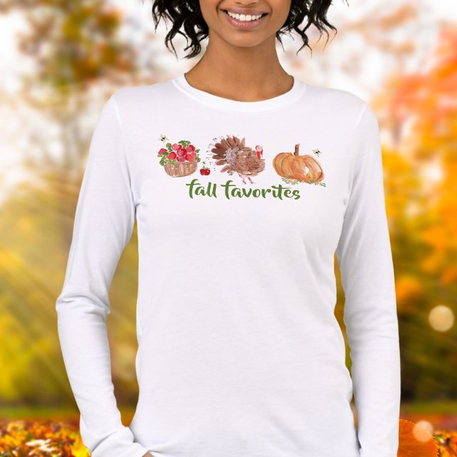 Camiseta Triblenda Caer Favoritos Acuarela Manzanas Calabaza Turquía (Subido por el creador)