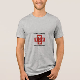 Camiseta Triblenda Café, crubos y guantes de caucho premium para homb