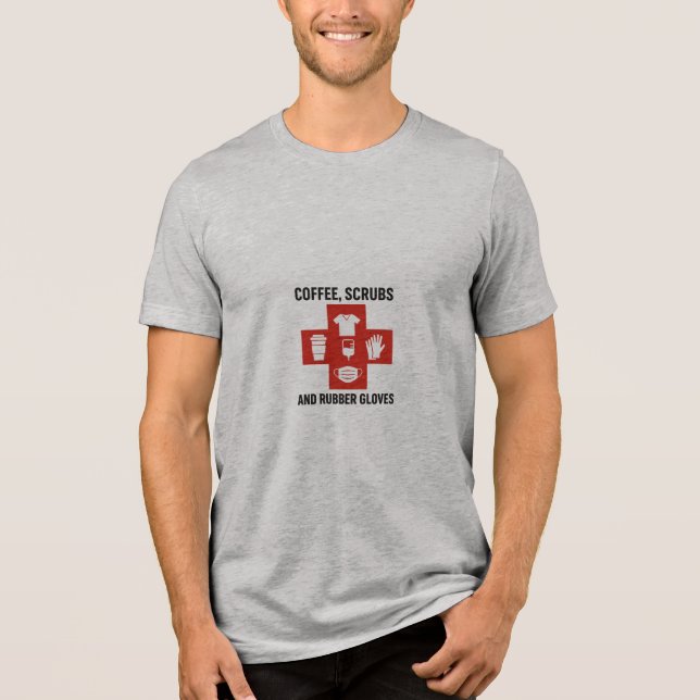 Camiseta Triblenda Café, crubos y guantes de caucho premium para homb (Anverso)
