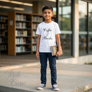 Camiseta Triblenda Café & Libros Texto Blanco Hombres