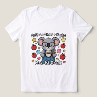 Camiseta Triblenda Café y Caos de Koala Adorable Profesora de 1er Gra