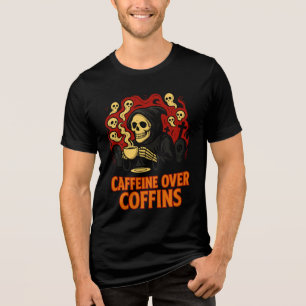 Camiseta Triblenda Cafeína Sobre Ataúdes Café Siniestro de la Parca