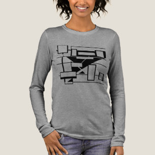 Camiseta Triblenda Cajas geométricas negras Arte abstracto inspirado 