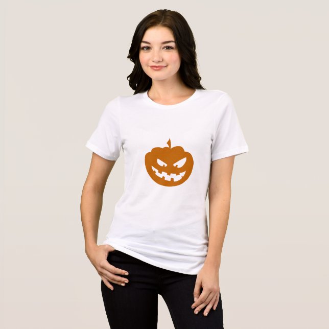 Camiseta Triblenda Calabaza Cute de Halloween espeluznante (Anverso Completo)