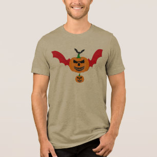 Camiseta Triblenda Calabaza de Jack O Lantern de Halloween de murciél