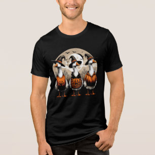 Camiseta Triblenda Calabaza de otoño fantasma de Halloween Ganso