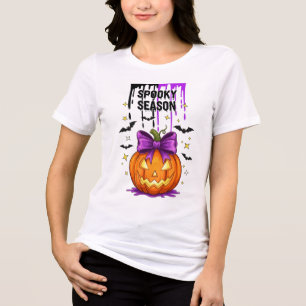Camiseta Triblenda Calabaza de temporada espeluznante con arco - Ae d