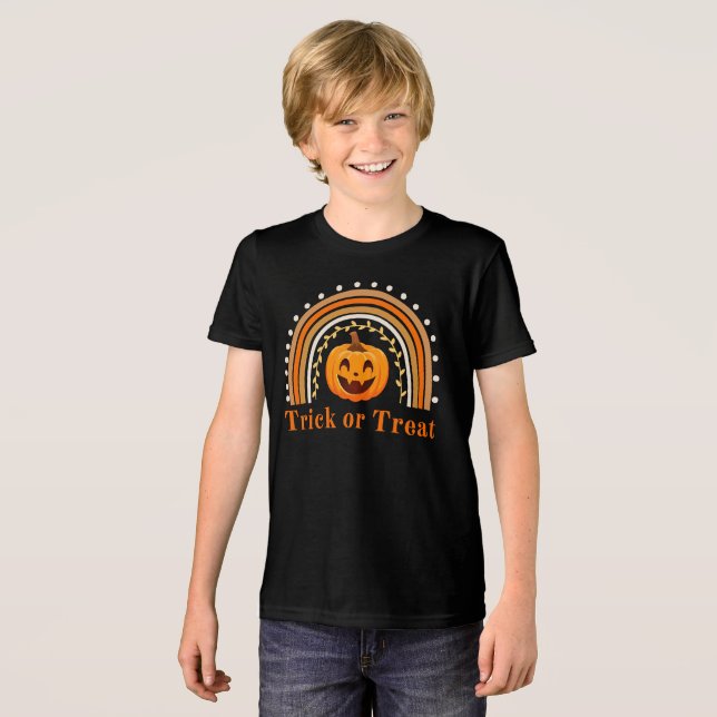Camiseta Triblenda Calabaza de trucos o árboles (Anverso Completo)
