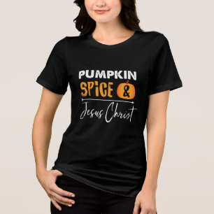 Camiseta Triblenda Calabaza Especiada Cristiana Otoño Moderno Novedad