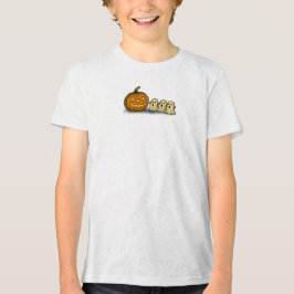 Camiseta Triblenda Calabaza juguetona con tres fantasmas fantasmales