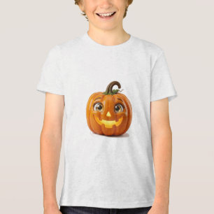 Camiseta Triblenda Calabaza Sonriente Feliz Arte Acuarela