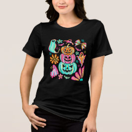 Camiseta Triblenda Calabazas coloridas de Boho Halloween