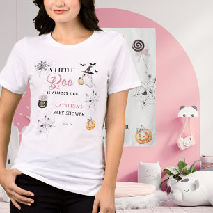 Camiseta Triblenda Calabazas de baby shower rosadas de Little Boo par