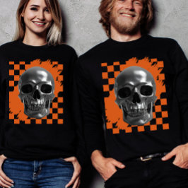 Camiseta Triblenda Calavera audaz de Halloween en tablero de ajedrez 