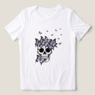 Camiseta Triblenda Calavera de mariposas púrpura de época