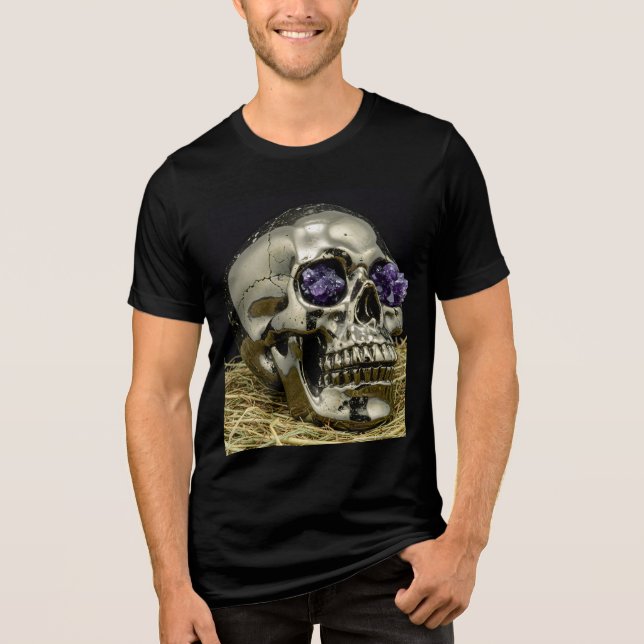 Camiseta Triblenda Calavera dorada con ojos de metismo (Anverso)