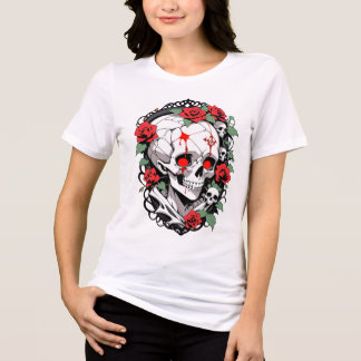 Camiseta Triblenda Calavera gótica con Rosas