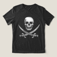 Calavera pirata y cruces de espadas vidriosas