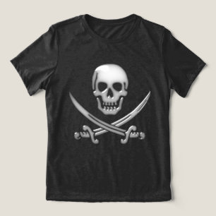 Camiseta Triblenda Calavera pirata y cruces de espadas vidriosas