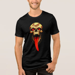 Camiseta Triblenda Calavera y Cadena – Lengua Roja Gótica Edgy