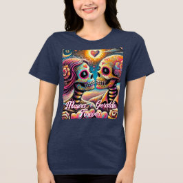 Camiseta Triblenda Calaveras de Azúcar Personalizadas en Tiza Pastel