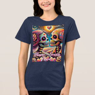 Camiseta Triblenda Calaveras de Azúcar Personalizadas en Tiza Pastel