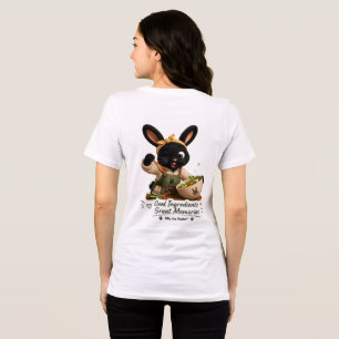 Camiseta Triblenda Calcomanía de conejo con 'Buenos Ingredientes, Gra