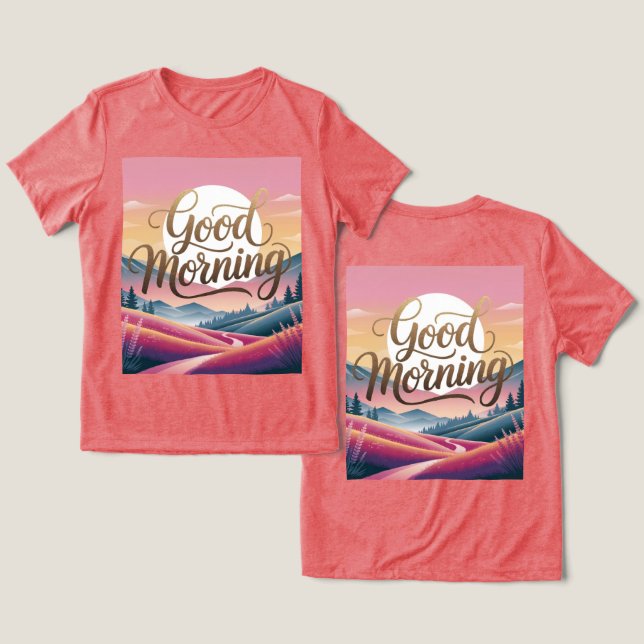 Camiseta Triblenda Caligrafía buena mañana Sunrise Red Women's (Diseño Anverso y Reverso)
