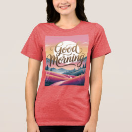 Camiseta Triblenda Caligrafía buena mañana Sunrise Red Women's