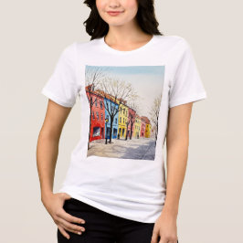 Camiseta Triblenda Calle con casas coloridas