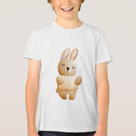 Camiseta Triblenda Calm Baby Bunny Illustration with Flower