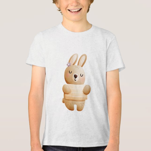 Camiseta Triblenda Calm Baby Bunny Illustration with Flower (Anverso)