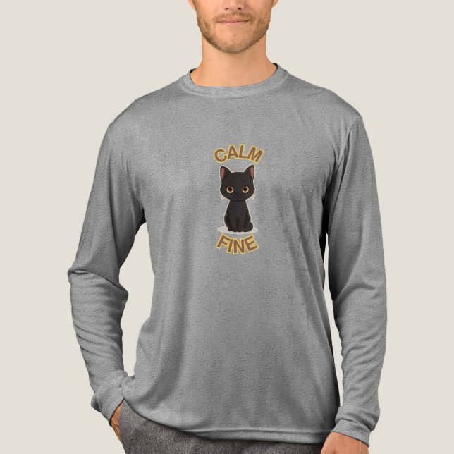 Camiseta Triblenda **Calm Fine Cat – Black & Gold Minimal Cat Art** (Anverso)