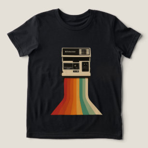 Camiseta Triblenda Cámara Retro con Impresión de Arcoíris