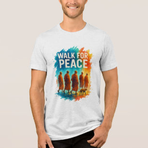 Camiseta Triblenda Caminata por la Paz – Arte Splash del Monje Lluvio