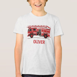 Camiseta Triblenda Camión de Bomberos Rojo Silueta Personalizada para