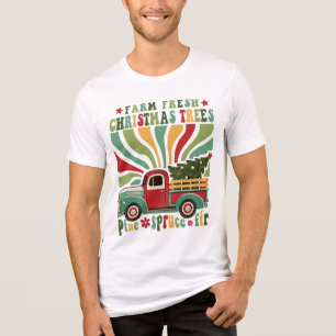 Camiseta Triblenda Camión Retro de Árboles de Navidad Frescos de Gran