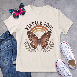 Camiseta Triblenda Camisas retro de mariposa marrón de Soul Vintage