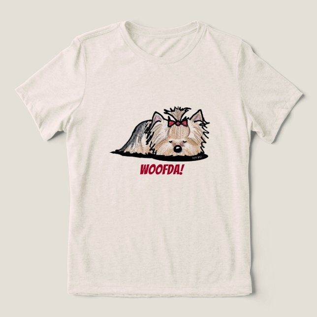 Camiseta Triblenda Camisas Yorkie Terrier Woofda Tri-Blend (Diseño delantero )