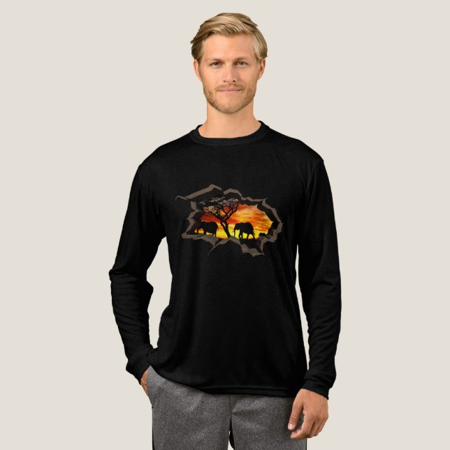Camiseta Triblenda Camiseta 3D para los Elefantes Africanos del Amane (Anverso Completo)