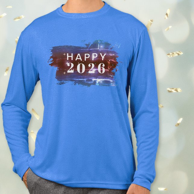 Camiseta Triblenda Camiseta azul feliz Año Nuevo (Blue Happy New Holiday T-Shirt Tri-Blend Shirt (front))