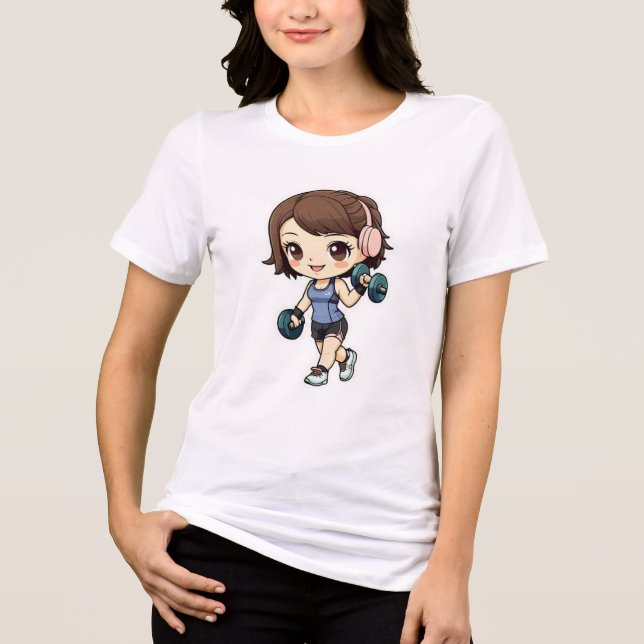 Camiseta Triblenda Camiseta chibi Estampado divertido Moda casual Art (Anverso)